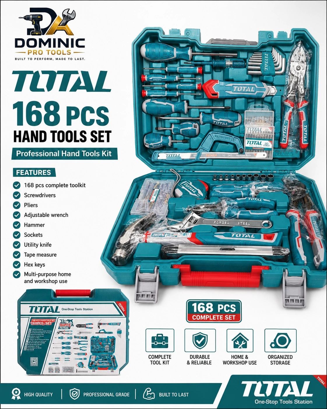 TOTAL 168 PCS Hand Tools Set